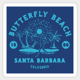 Vintage Butterfly Beach Surfing // Retro California Beach Santa Barbara 1988 Sticker